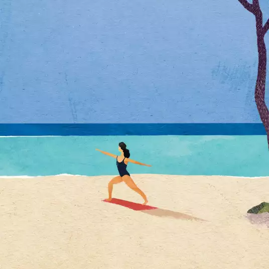 Beach yoga - papier peint bord de mer