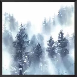 Neige sur la forêt - foret peinture