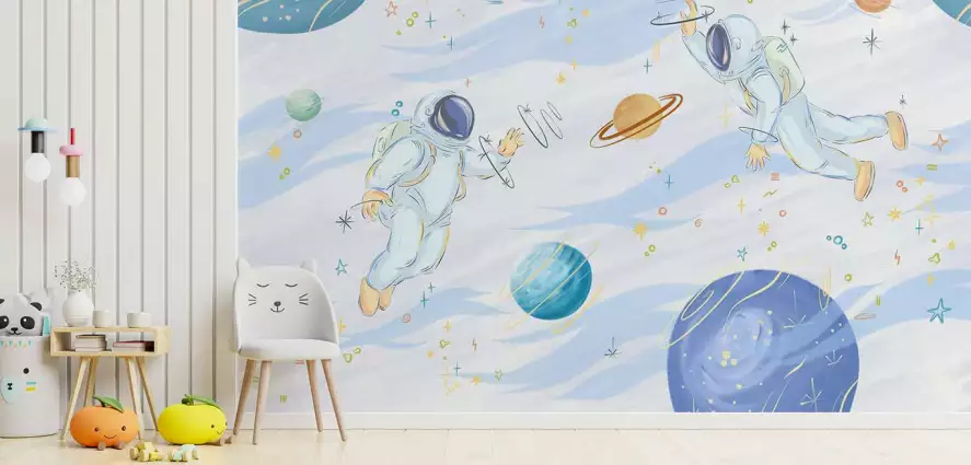 Coucou de l'espace - papier peint chambre garçon