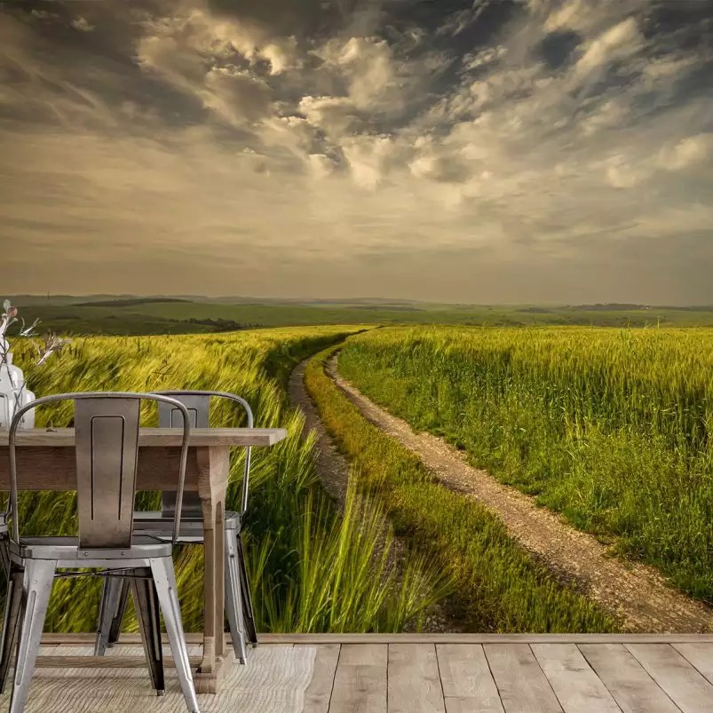 Les champs verts - tapisserie panoramique nature