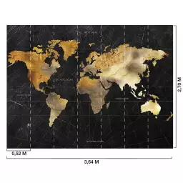 Carte du monde effet bois - tapisserie panoramique