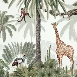 Petit monde de la savane - tapisserie panoramique chambre enfant