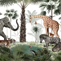 Salut de la savane - tapisserie panoramique chambre enfant