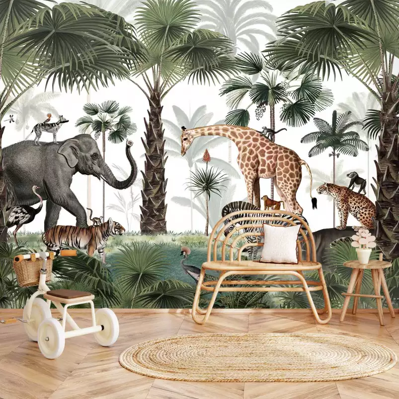 Salut de la savane - tapisserie panoramique chambre enfant