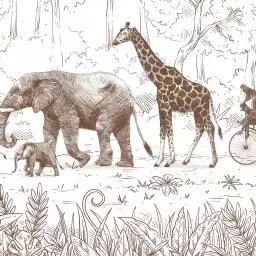 Parade de la savane - tapisserie panoramique chambre enfant
