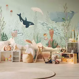 Créatures de la mer - tapisserie panoramique chambre enfant