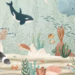 Créatures de la mer - tapisserie panoramique chambre enfant