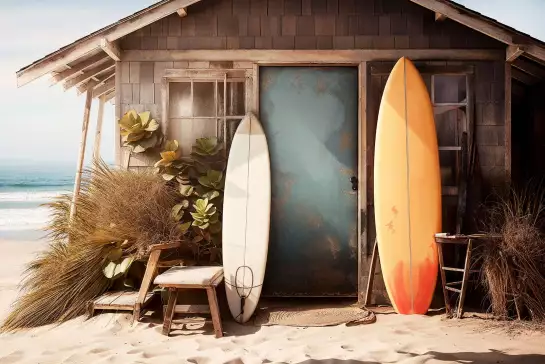 Cabanon de surf - papier peint mer plage