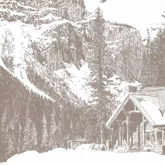Maison au Canada - papier peint panoramique montagne
