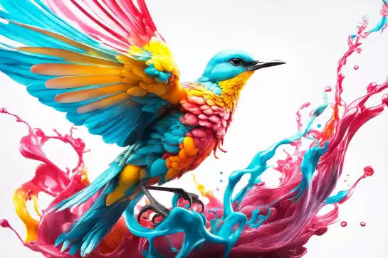 Vol d'oiseau multicolore - affiche animaux