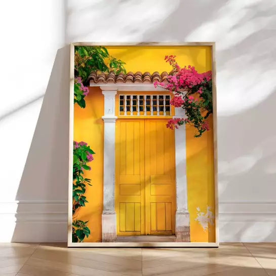 Porte jaune à Olinda au Bresil - affiche architecture