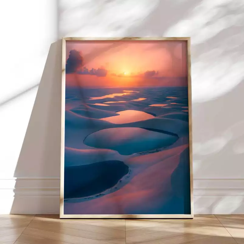 Parc national des Lençóis Maranhenses Brésil - affiche mer et plage