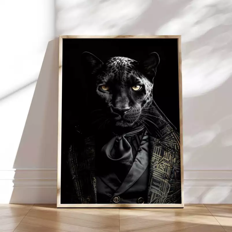 Panthère noire wild suits - tableau animaux habillés