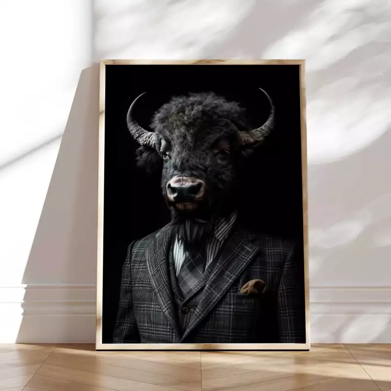 Bison wild suits - tableau animaux habillés