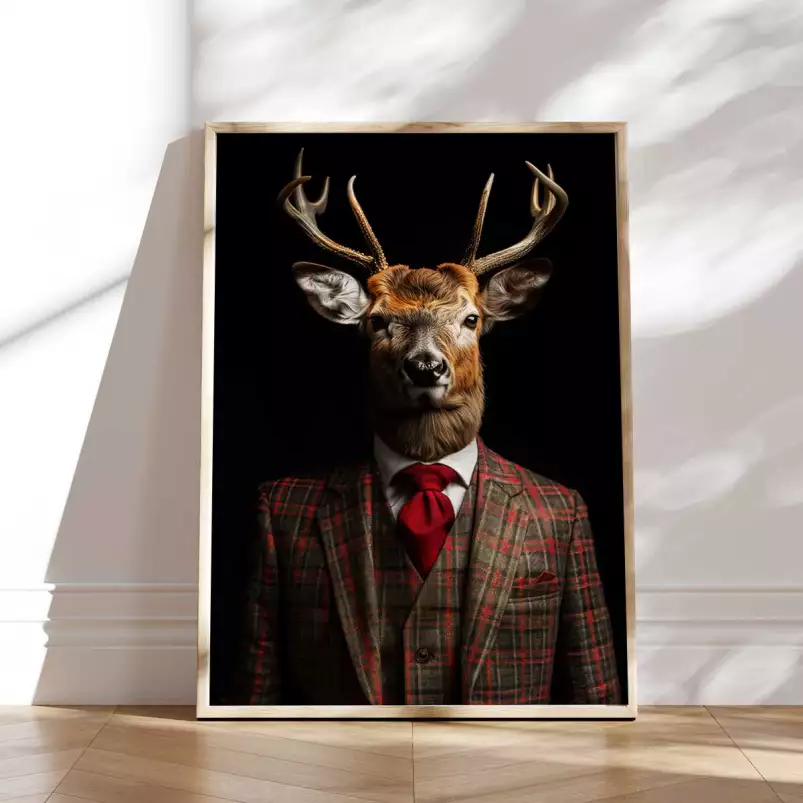 Cerf wild suits - tableau animaux habillés