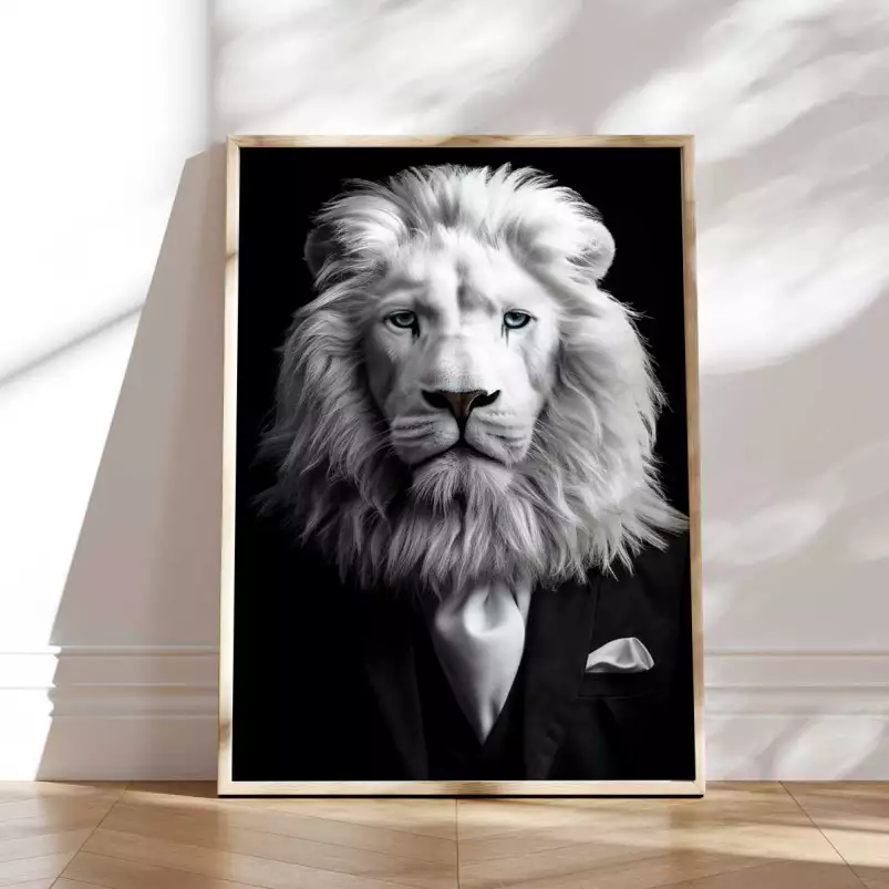 Lion blanc wild suits - tableau animaux habillés