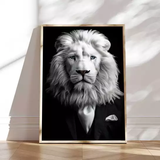 Lion blanc wild suits - tableau animaux habillés