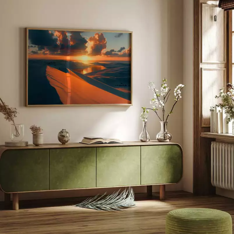 Coucher de soleil sur les lagunes - affiche mer