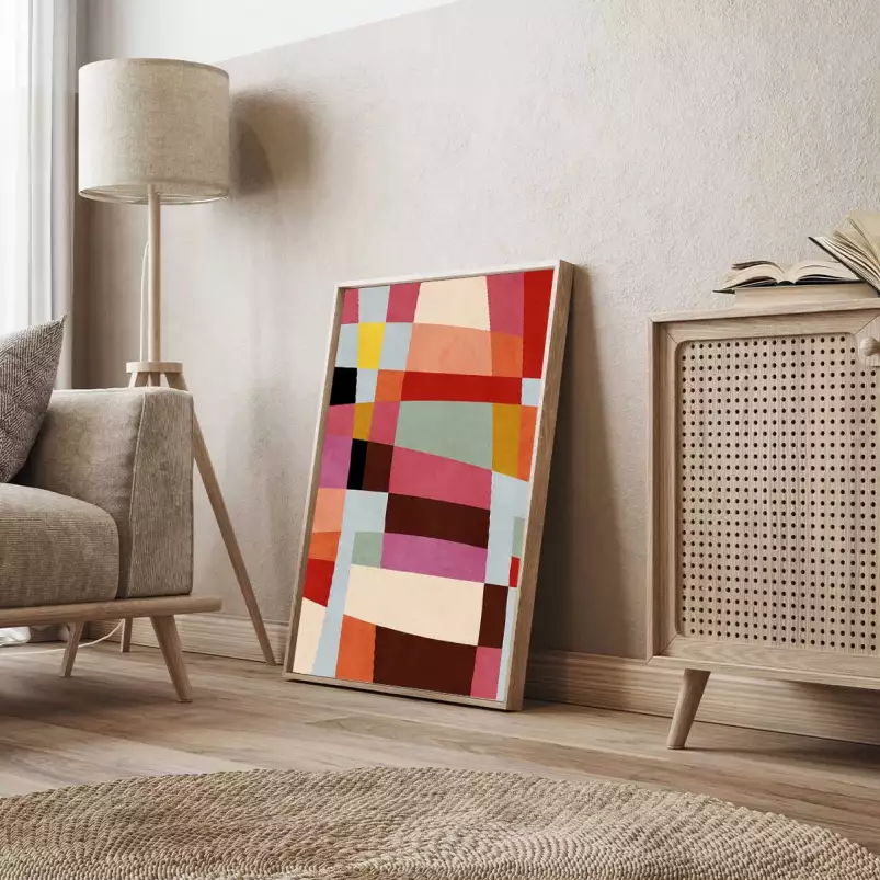 Rectangle Bauhaus coloré - affiche art abstrait
