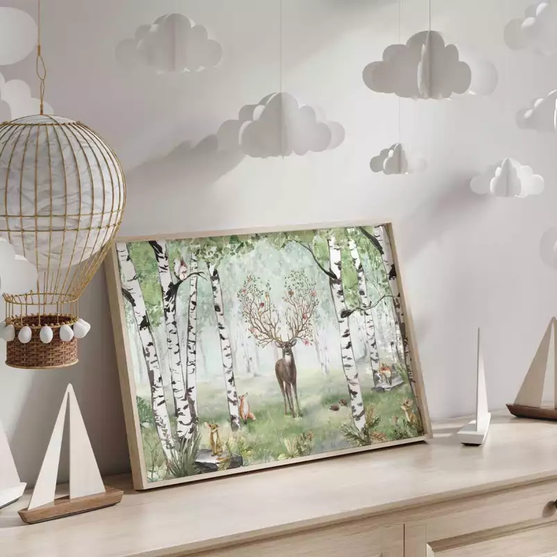 Un cerf en été - tableau chambre enfant