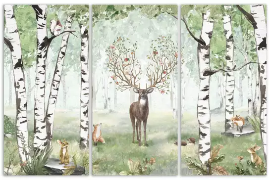 Un cerf en été - tableau chambre enfant