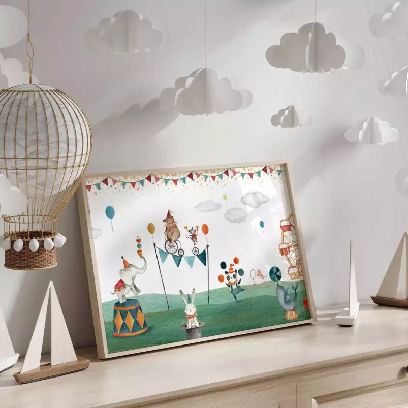 Circus mimi - affiche animaux chambre bebe