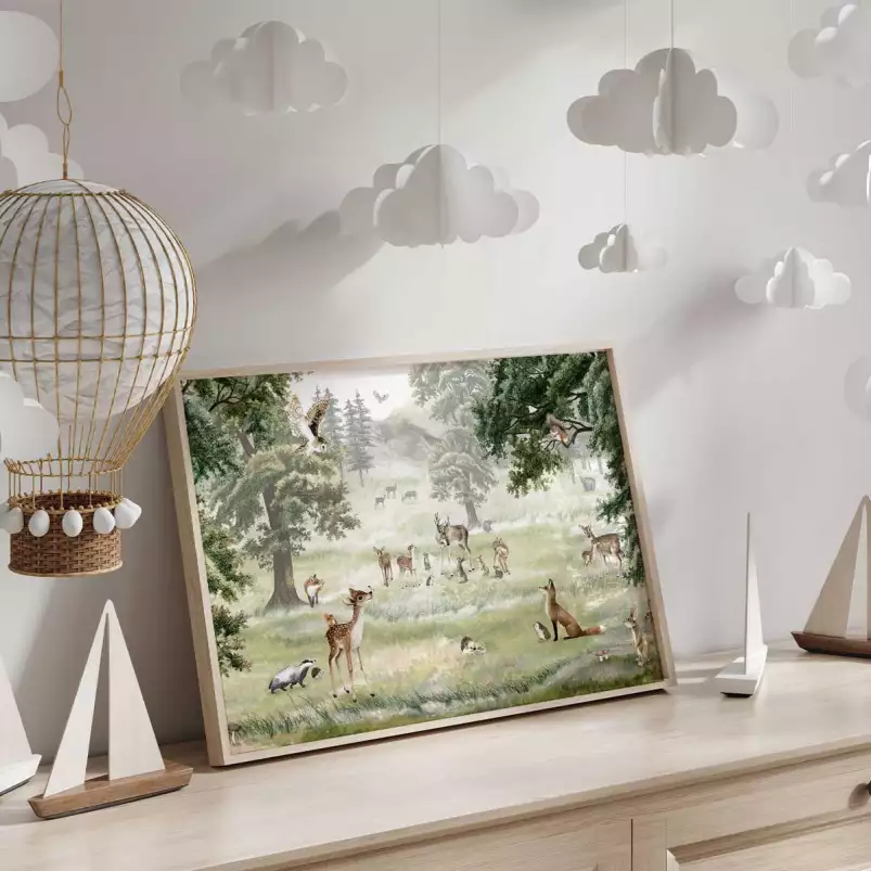 Le sous bois des animaux - affiche chambre enfant