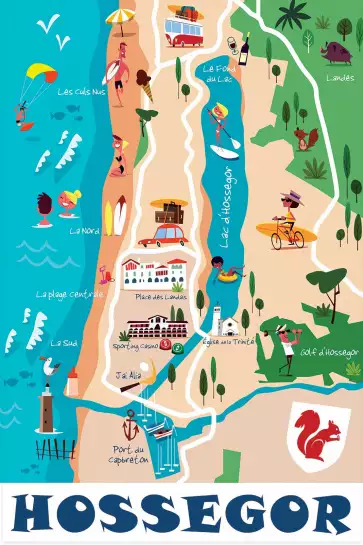 Hossegor illustré - affiche landes