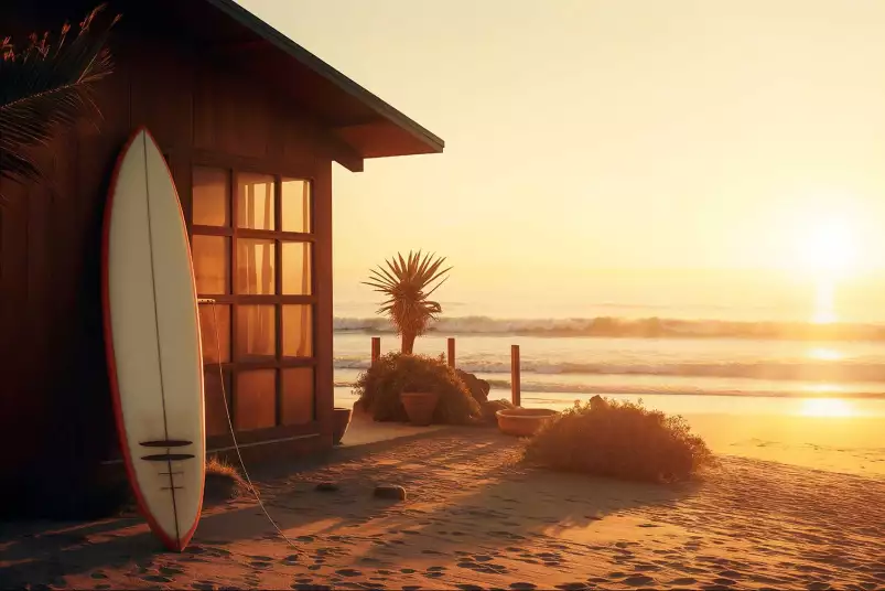 Coucher de soleil en Californie - affiche mer et plage