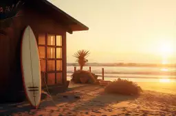 Coucher de soleil en Californie - affiche mer et plage