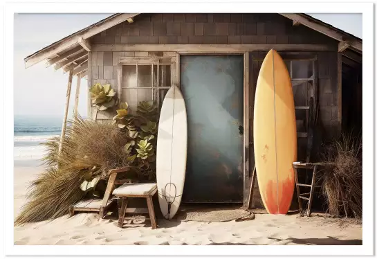 Maison de plage - affiche mer et plage