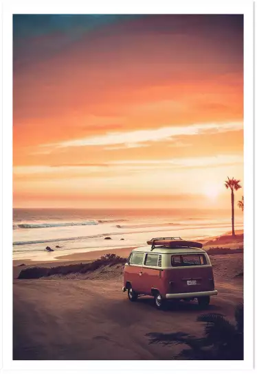 Van sur Sunset beach - affiche coucher de soleil sur la mer
