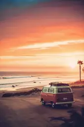 Van sur Sunset beach - affiche coucher de soleil sur la mer
