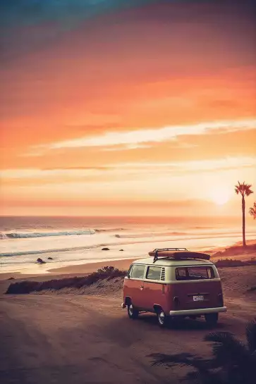 Van sur Sunset beach - affiche coucher de soleil sur la mer