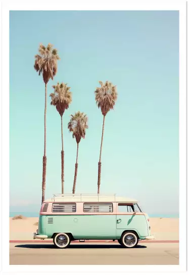 Van sur Venice beach - affiche paysage mer