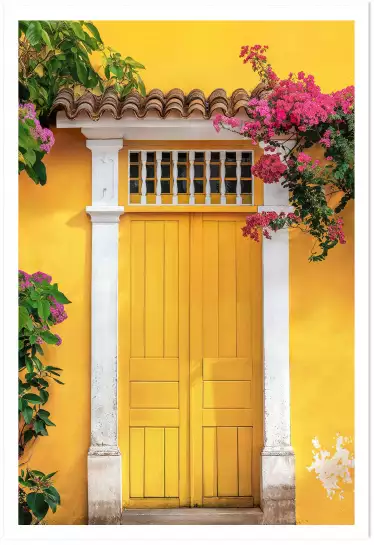 Porte jaune à Olinda au Bresil - affiche architecture