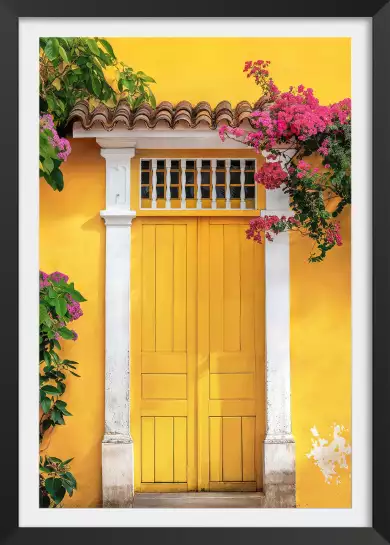 Porte jaune à Olinda au Bresil - affiche architecture