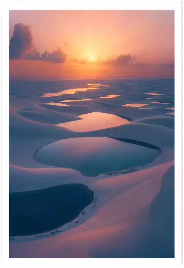 Parc national des Lençóis Maranhenses Brésil - affiche mer et plage