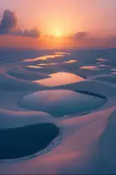 Parc national des Lençóis Maranhenses Brésil - affiche mer et plage
