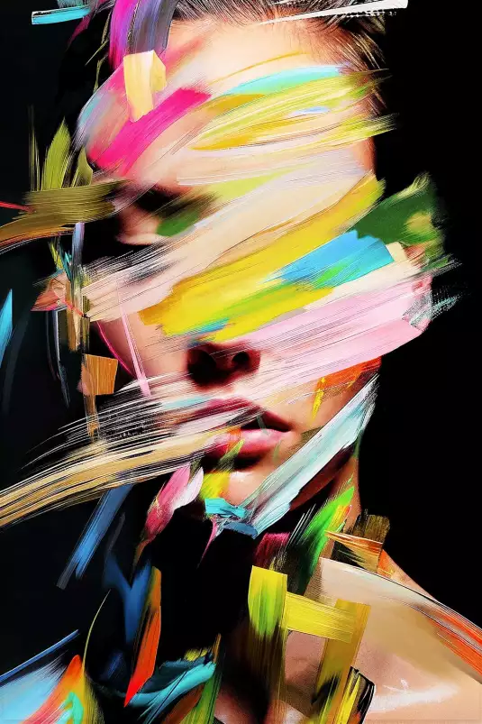 Visage en couleurs - affiche pop art