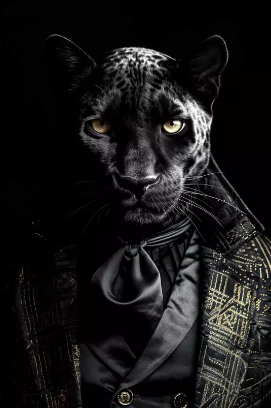 Panthère noire wild suits - tableau animaux habillés