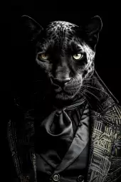Panthère noire wild suits - tableau animaux habillés