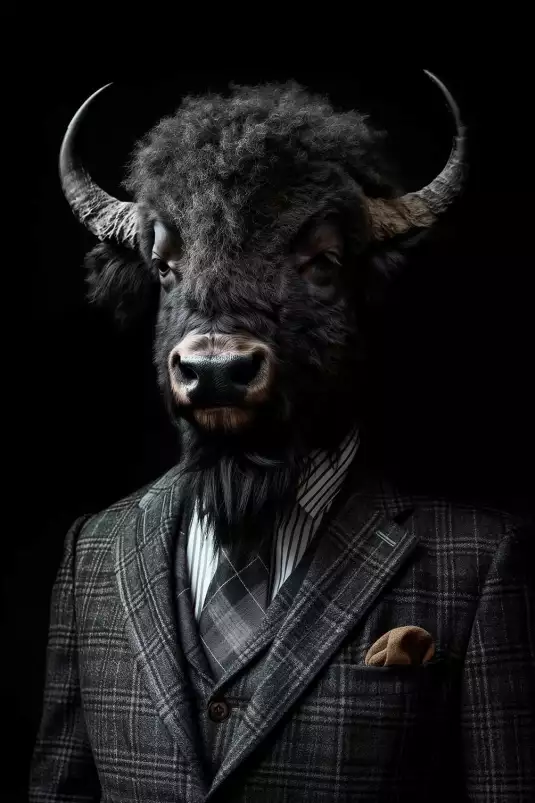 Bison wild suits - tableau animaux habillés