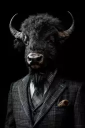 Bison wild suits - tableau animaux habillés