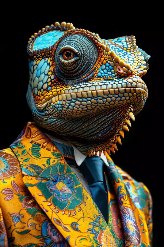 Cameleon wild suits - tableau animaux habillés Cameleon wild suits - tableau animaux habillés