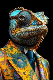 Cameleon wild suits - tableau animaux habillés Cameleon wild suits - tableau animaux habillés