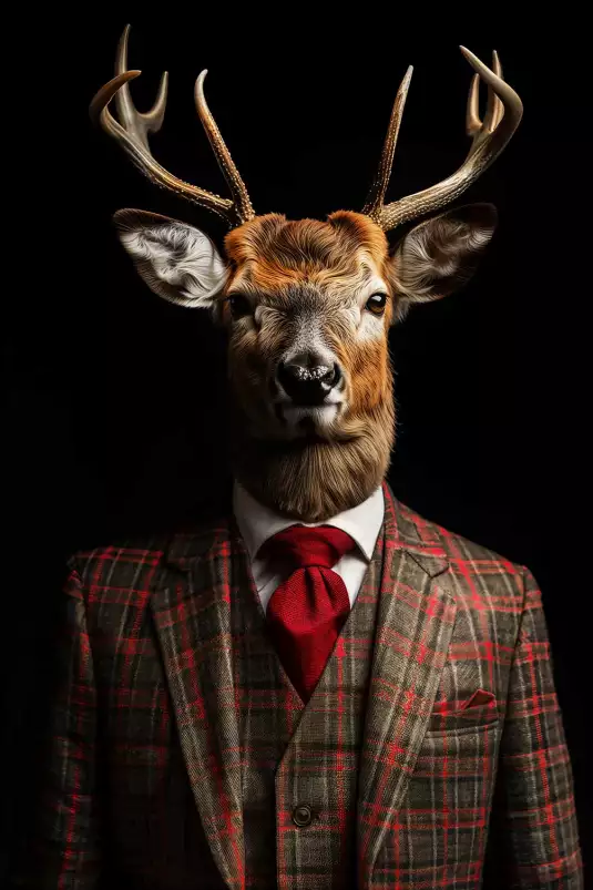 Cerf wild suits - tableau animaux habillés