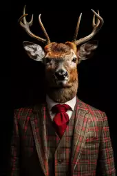 Cerf wild suits - tableau animaux habillés