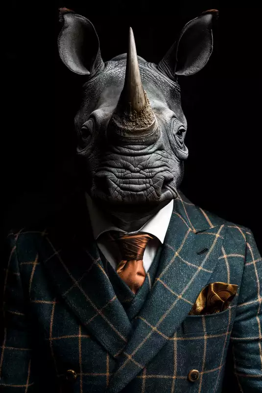 Rhino wild suits - tableau animaux habillés Rhino wild suits - tableau animaux habillés