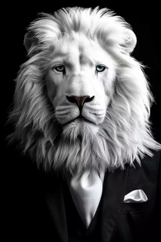 Lion blanc wild suits - tableau animaux habillés